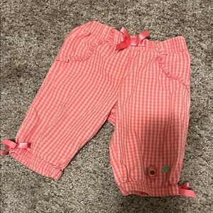 OSHKOSH 100% Cotton 6M Pink Gingham Baby Pants with Bows